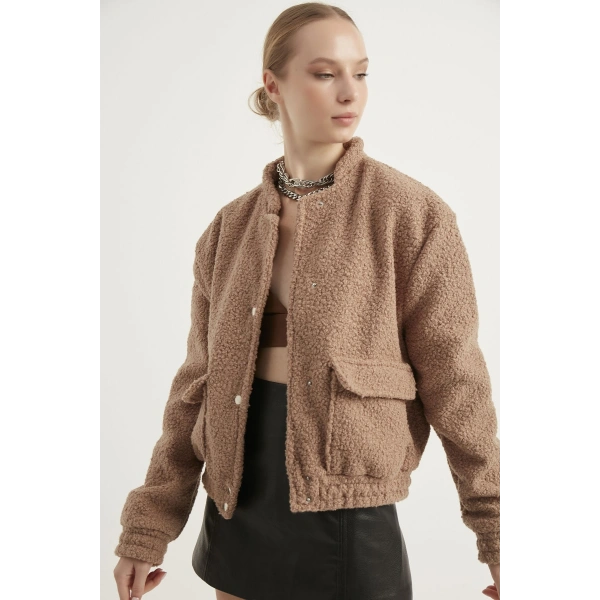 Kadın Bisküvi Astarlı Buklet Bomber Ceket