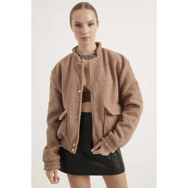 Kadın Bisküvi Astarlı Buklet Bomber Ceket