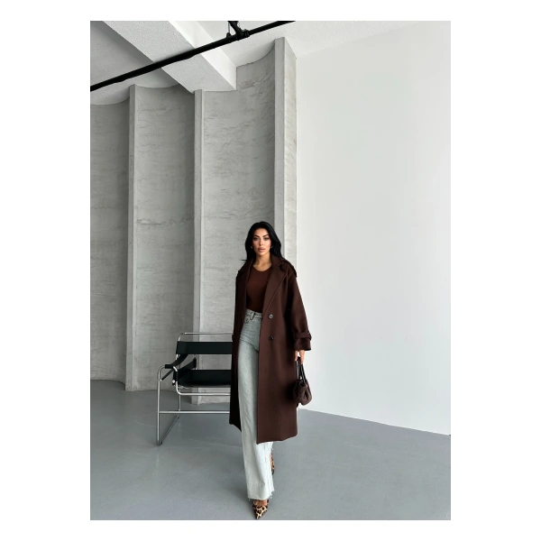 Laura Kuşaklı Yeni Sezon Astarlı Premium Kalite Rahat Kalıp Kadın Kaşe Kaban Mont