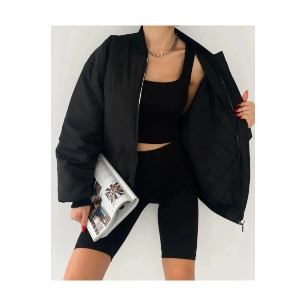 Siyah Unisex Bomber Su Itici Mont
