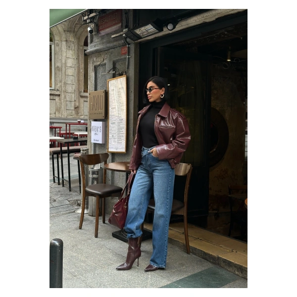 Kadın Yüksek Bel Kemer Detaylı Palazzo Likralı Kot Pantolon