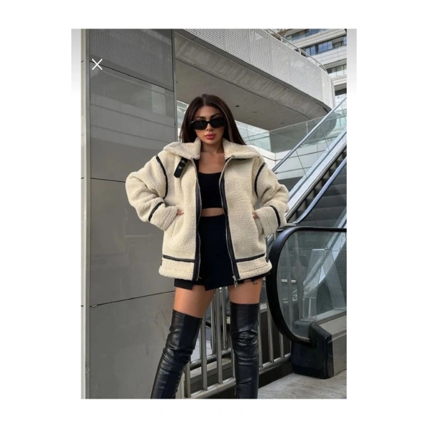 SUNİ KÜRKLÜ ÜNLÜ MARKANIN MODELİNDE BIKER PELUŞ MONT