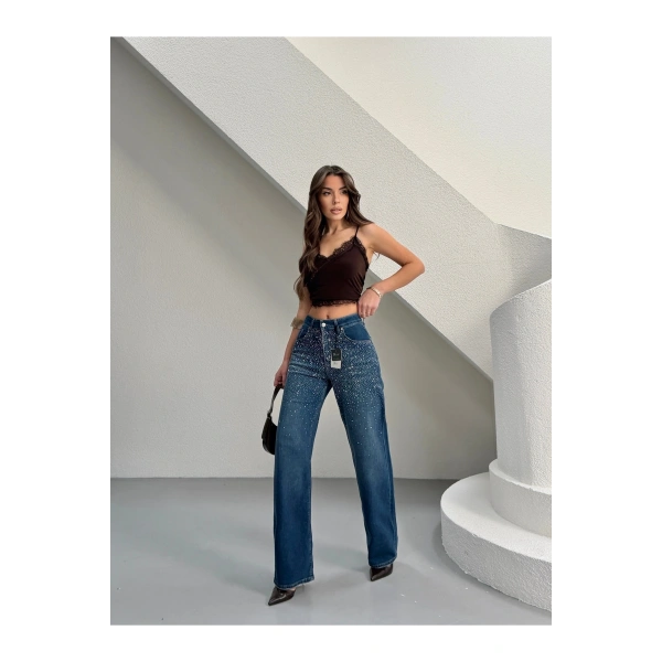 Taş Detaylı Jean Kot Pantolon