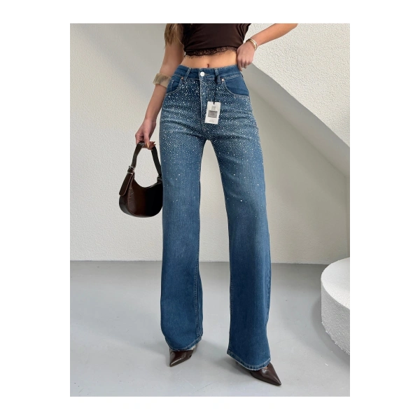 Taş Detaylı Jean Kot Pantolon
