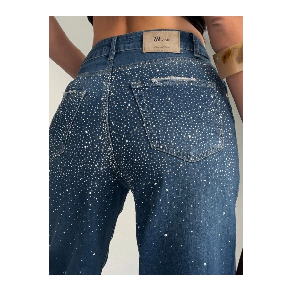 Taş Detaylı Jean Kot Pantolon