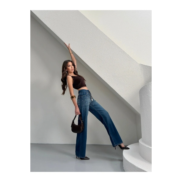 Taş Detaylı Jean Kot Pantolon