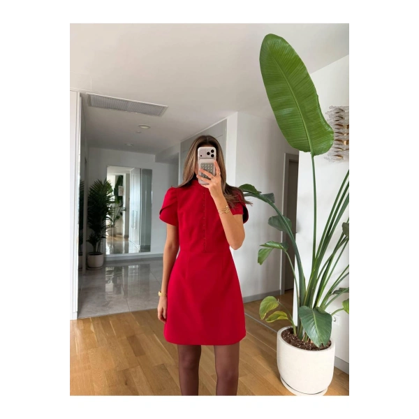 Kadın Viral Yeni Sezon Düğme Detaylı Elbise