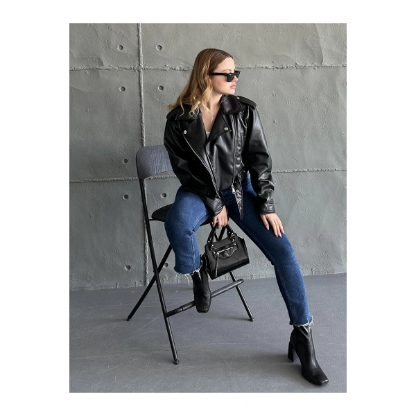 Leather Siyah Deri Ceket