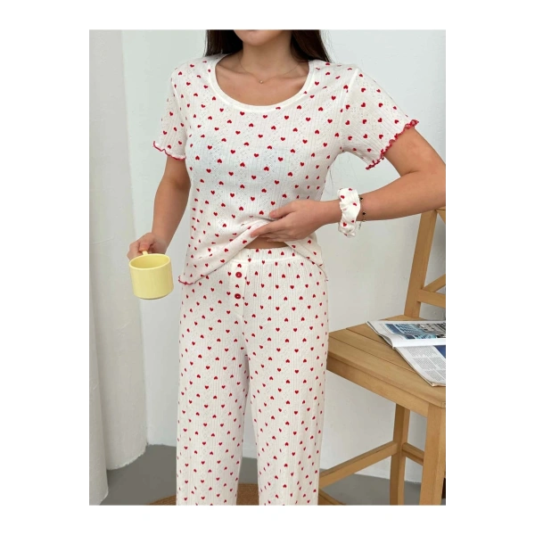 Saf %100 Pamuk Kısa Kol Kadın Pijama Takımı