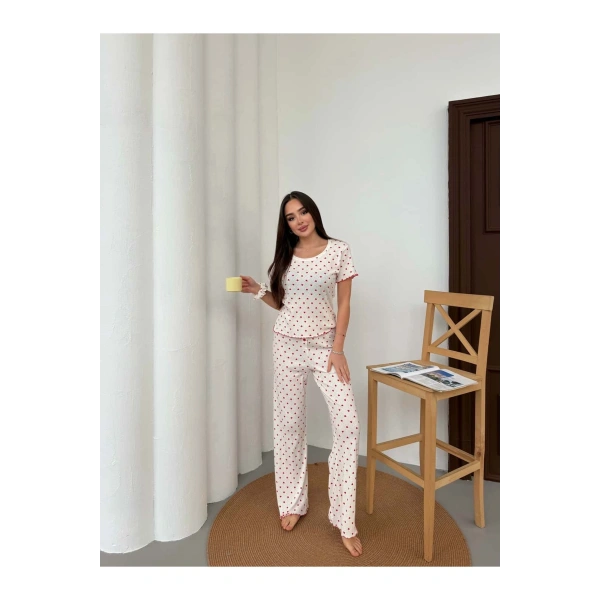 Saf %100 Pamuk Kısa Kol Kadın Pijama Takımı