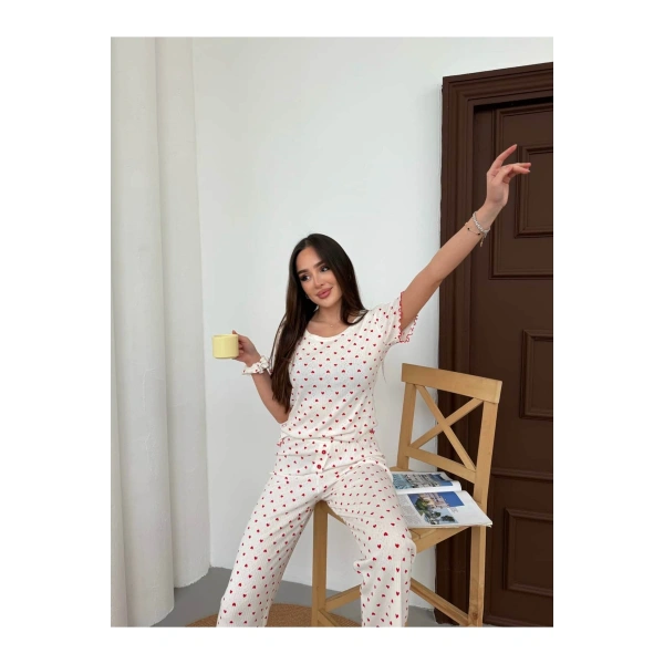 Saf %100 Pamuk Kısa Kol Kadın Pijama Takımı