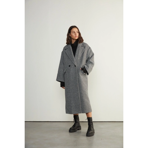 - Balık Sırtı Kaşe Kaban Kadın Kaban (Oversize Bol Kesim) Premium SERHANE DESİGN