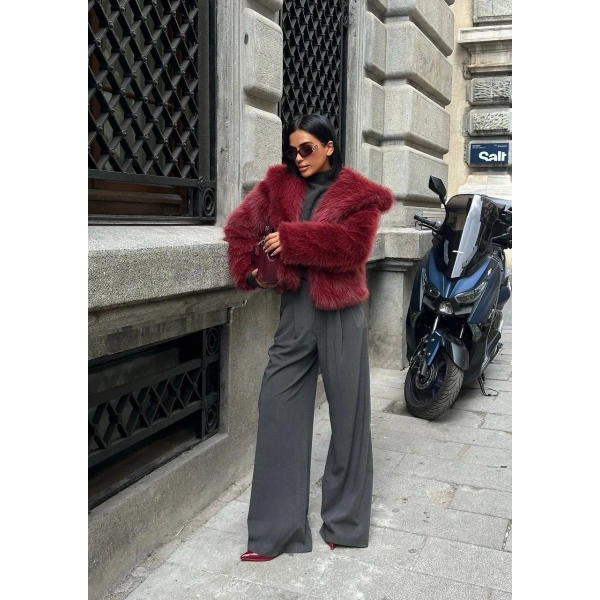 Kabarık Yaka Kürk Ceket Mont