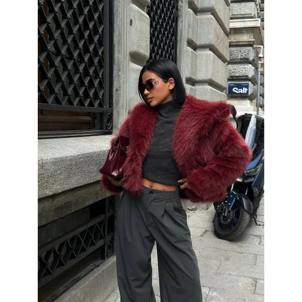 Kabarık Yaka Kürk Ceket Mont