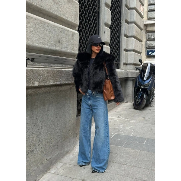 Kabarık Yaka Kürk Ceket Mont