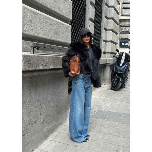 Kabarık Yaka Kürk Ceket Mont