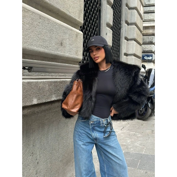 Kabarık Yaka Kürk Ceket Mont