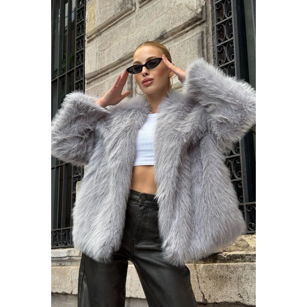 Kabarık Yaka Kürk Ceket Mont