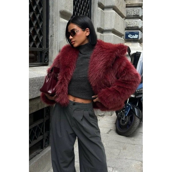 Kabarık Yaka Kürk Ceket Mont