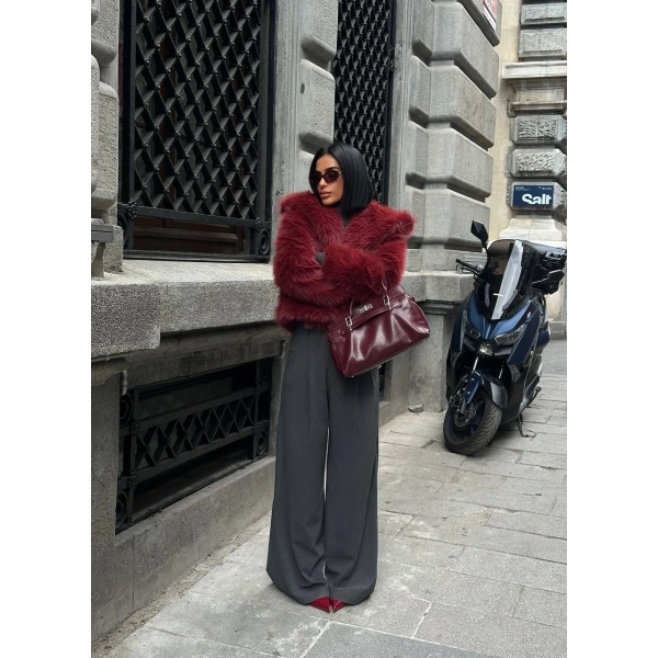 Kabarık Yaka Kürk Ceket Mont