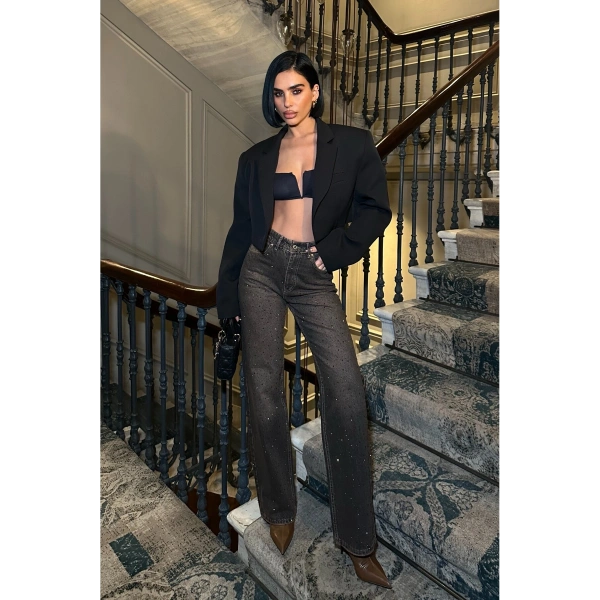 Kadın Taşlı Jeans Kot Pantolon