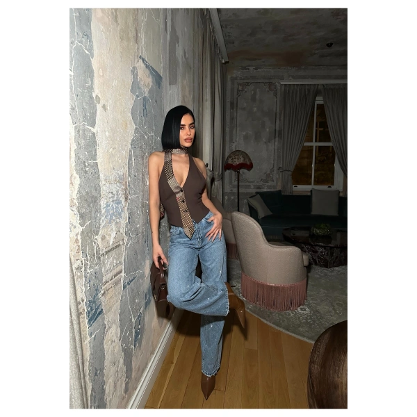 Kadın Taşlı Jeans Kot Pantolon