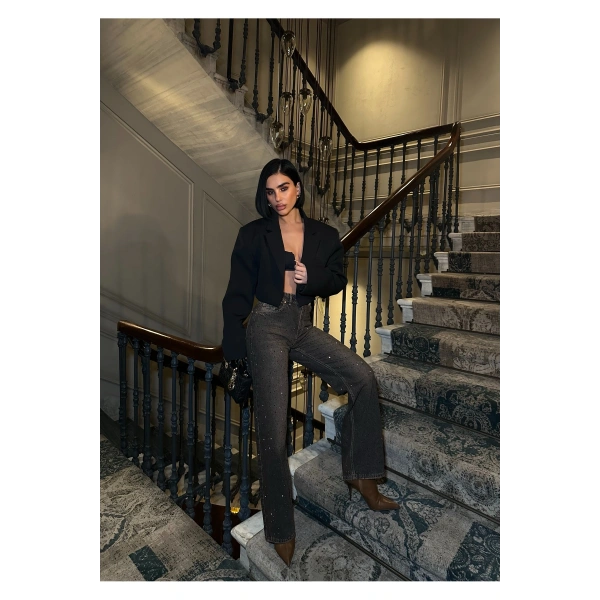 Kadın Taşlı Jeans Kot Pantolon