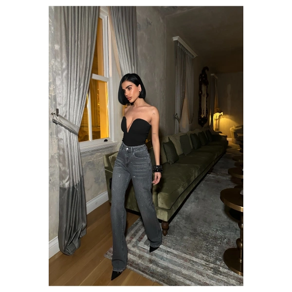 Kadın Taşlı Jeans Kot Pantolon