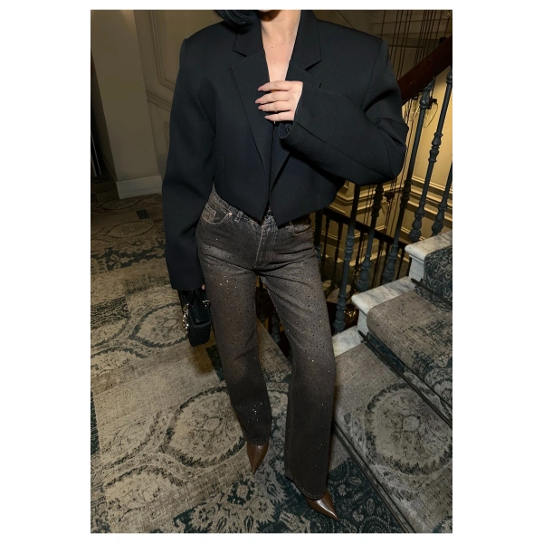 Kadın Taşlı Jeans Kot Pantolon