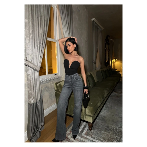 Kadın Taşlı Jeans Kot Pantolon