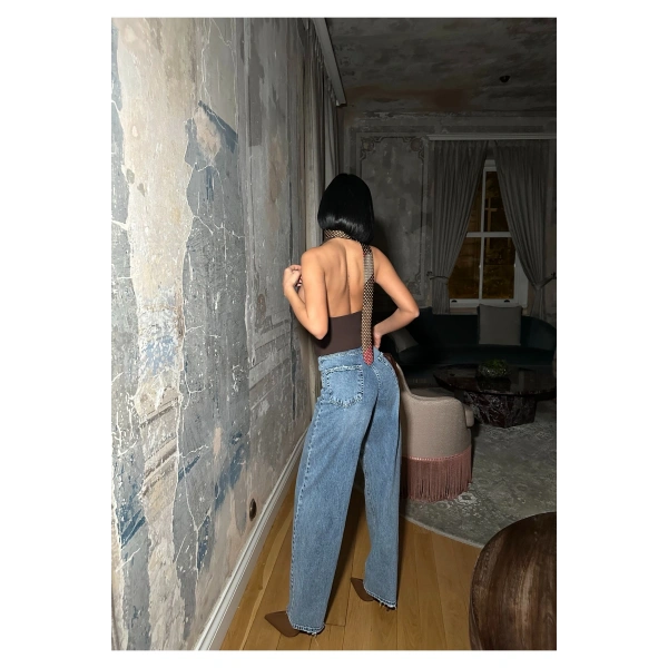 Kadın Taşlı Jeans Kot Pantolon