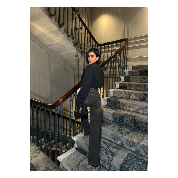 Kadın Taşlı Jeans Kot Pantolon