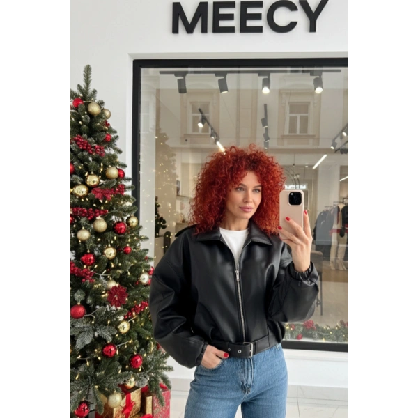 Yeni Sezon Suni Oversize Bomber Deri Ceket