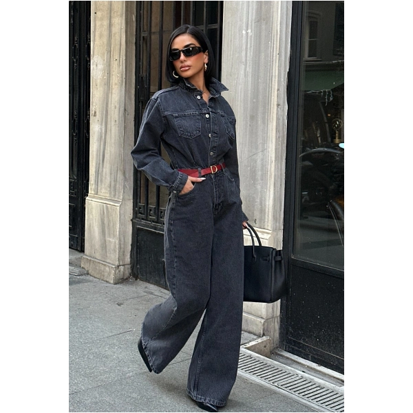 Zr Model Denim Kot Kemerli Tulum