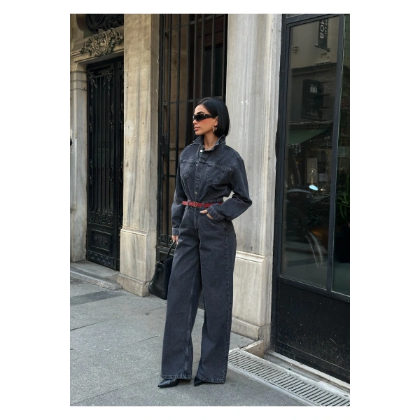 Zr Model Denim Kot Kemerli Tulum