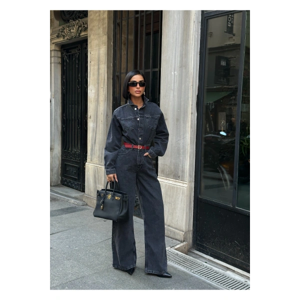 Zr Model Denim Kot Kemerli Tulum