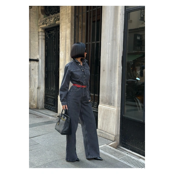 Zr Model Denim Kot Kemerli Tulum