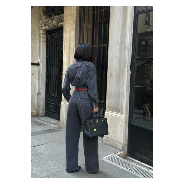 Zr Model Denim Kot Kemerli Tulum