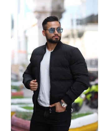 Erkek Kolej Yaka İçi Astarlı Kapüşonlu Su Ve Rüzgar Geçirmez Şişme Mont