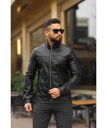 Erkek Hakim Yaka Deri Ceket