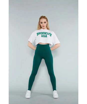 Zümrüt Fitilli Tayt Dikişsiz Toparlayıcı Yüksek Bel