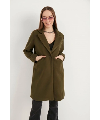 Kadın Haki Kaşe Kaban