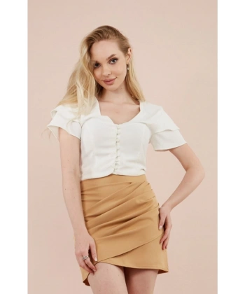 Kadın Drapeli Mini Etek