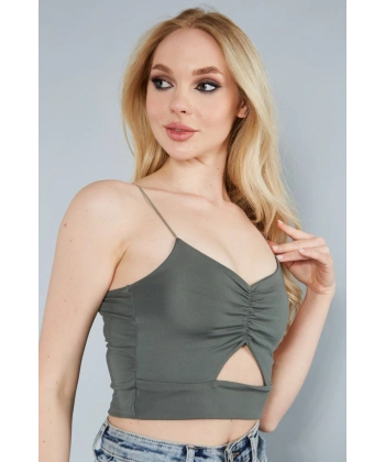 Kadın Göğüs Detaylı Ip Askılı Büstiyer