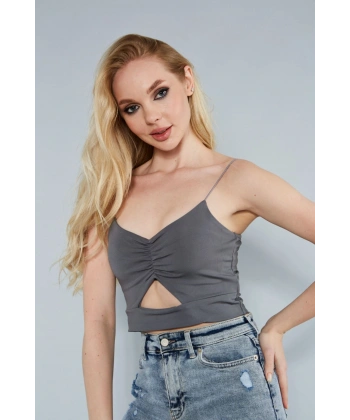 Kadın Göğüs Detaylı Ip Askılı Büstiyer