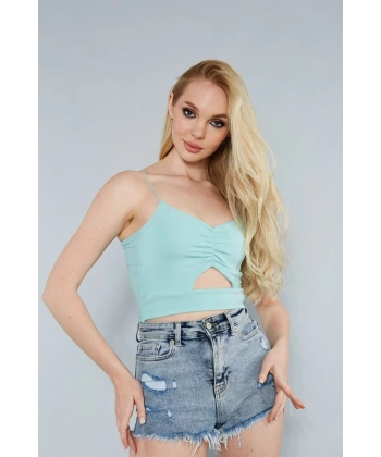 Kadın Göğüs Detaylı Ip Askılı Büstiyer