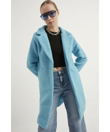 Kadın Bebe Mavi Buklet Kaban