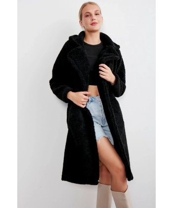 Kadın Uzun Peluş Kaban