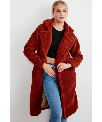 Kadın Uzun Peluş Kaban