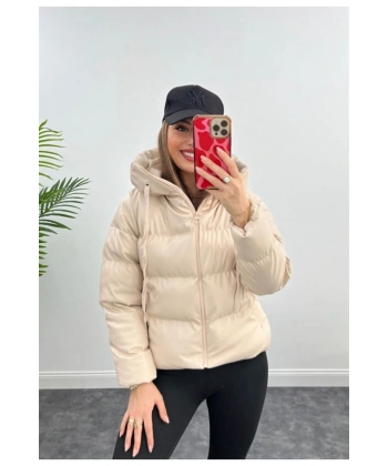 Taş Deri Şişme Mont